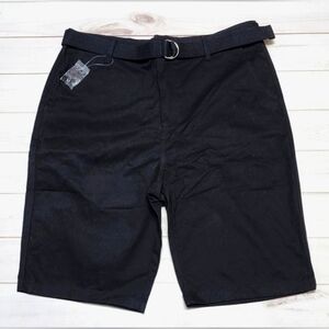 Wicked Stitch Men's Belted Casual Black Shorts Size 36 -New Without Tags